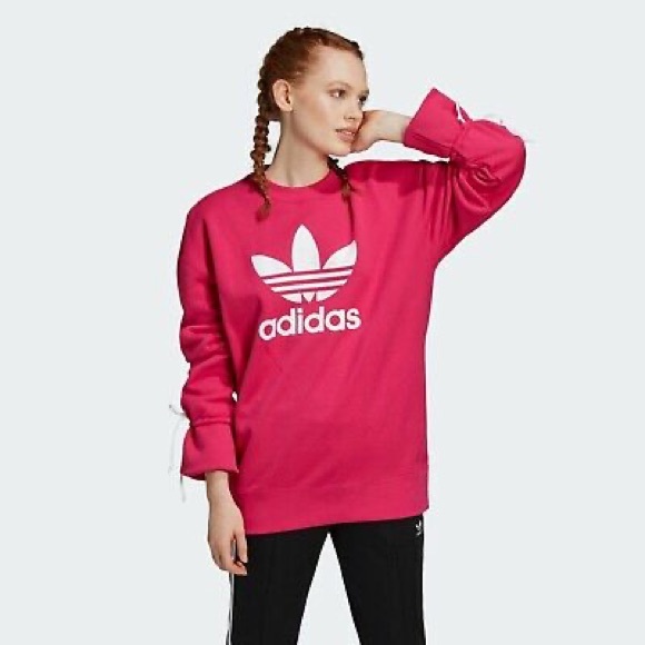 Adidas Bellista Trefoil Logo Crewneck Sweatshirt Sweater French Terry Top Size L - Picture 2 of 16